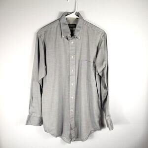 Saddlebred 15.5 32/33 Men’s Button Down Shirt Gray Pinpoint Pima Blend USA Made